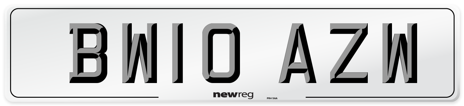 BW10 AZW Number Plate from New Reg